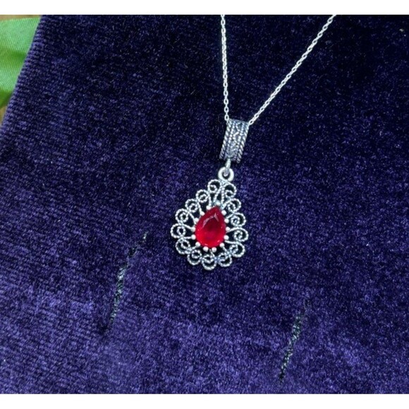 925 Sterling Silver Turkish Filigree Necklace for Women, NEW,HandmadeGift - Picture 1 of 4